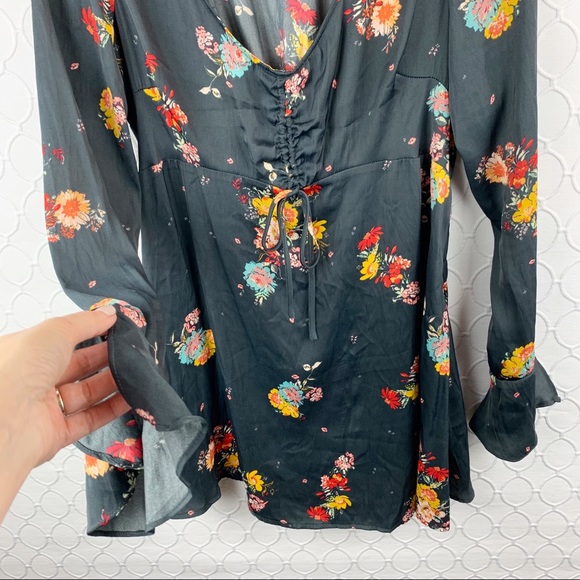 Free People Floral Babydoll Drop Waist Boho Dress Small - Picture 3 of 8